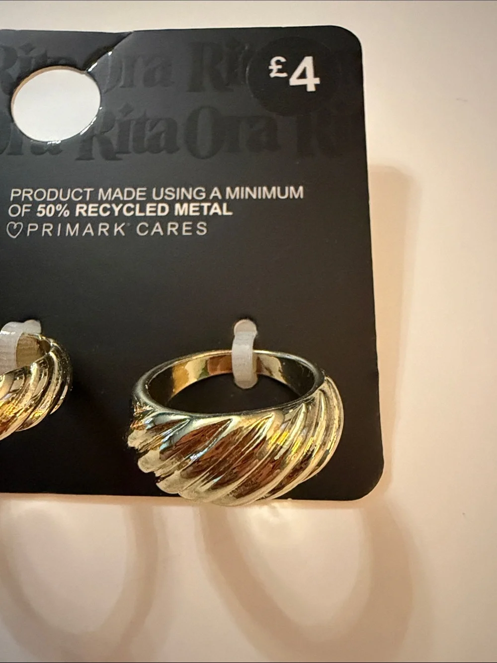Primark Pale Beige Earring Display Card